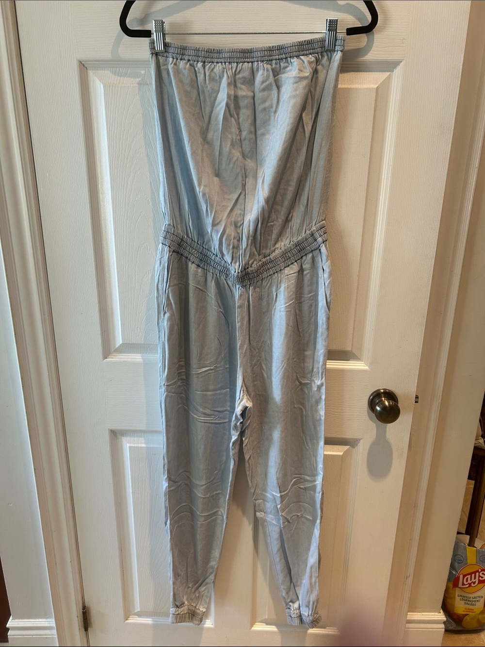 Aritzia Light Blue Strapless Elastic Waist Jumpsuit